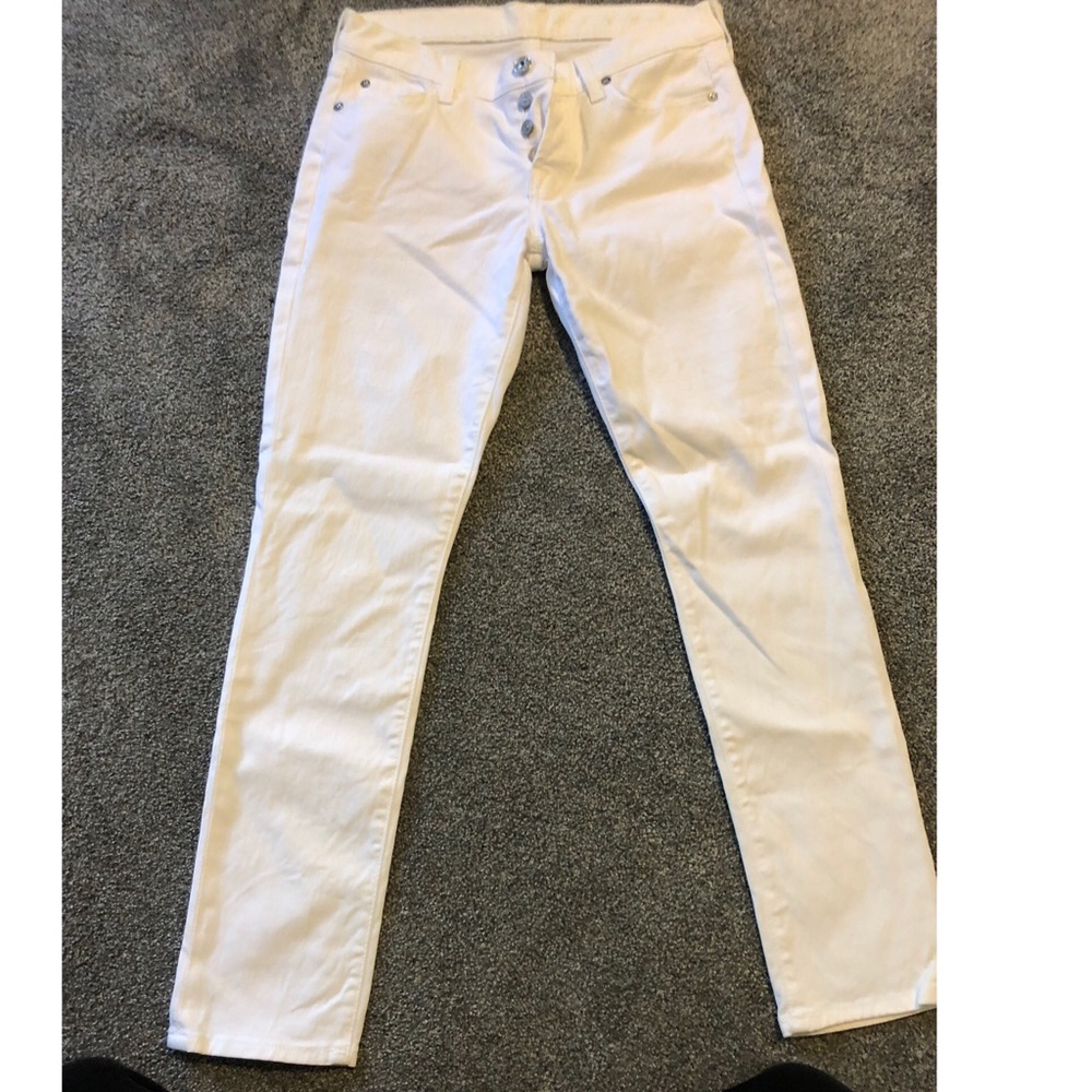 7 for All Mankind white denim jeans